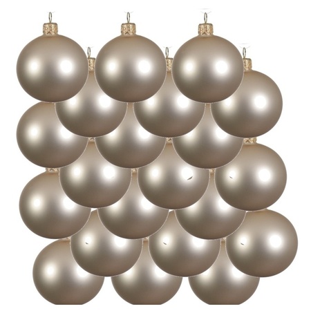 18x Light pearl/champagne glass Christmas baubles 8 cm matte