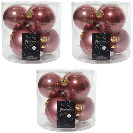 18x Oud roze glazen kerstballen 8 cm glans en mat