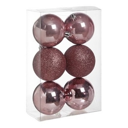 18x Roze kerstballen 8 cm kunststof mat/glans