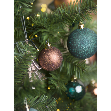 18x stuks kunststof glitter kerstballen donkergroen 6 cm