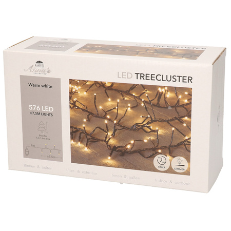1x Christmas lights with timer and dimmer warm white 576 leds 7,5 m
