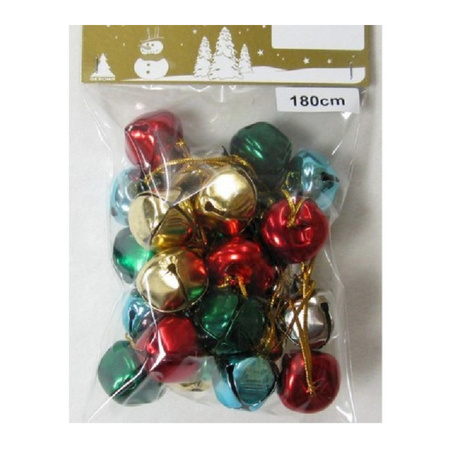 1x Colored garlands with 18 colored metal bells 180 cm
