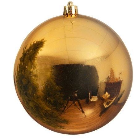 1x Grote gouden kerstballen van 14 cm glans van kunststof