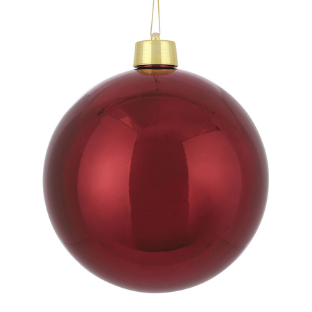 1x Large plastic christmas bauble dark red 25 cm