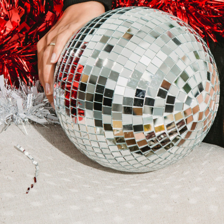 1x Large christmas decoration disco ball baubles silver glass/foam 18 cm