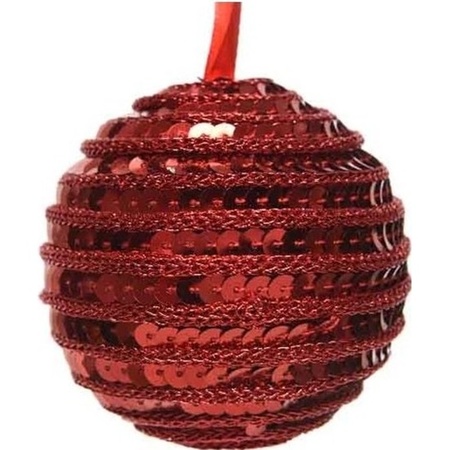 1x Christmas red Christmas baubles 8 cm plastic mix