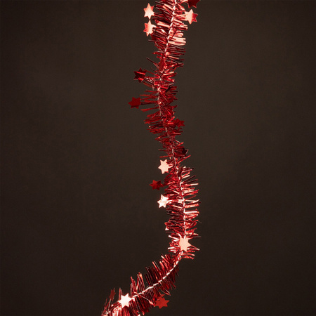 1x Kerstboom sterren folie slingers rood 700 cm