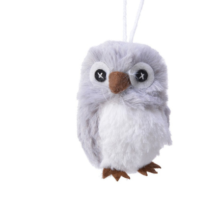 1x Grey owl hangers 10 cm christmas decoration
