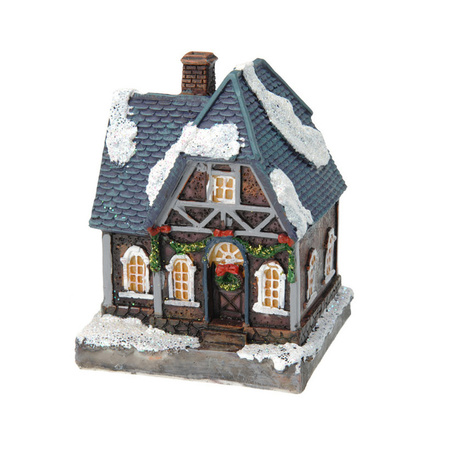 1x Christmas houses / Christmas village with color change lighting 13 cm type 2