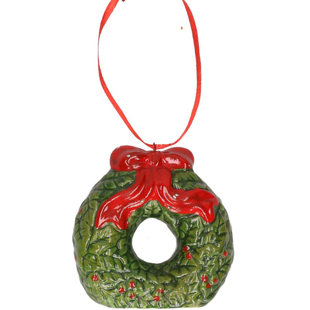 Ceramic christmas tree hangers set of 4x with size 8 cm