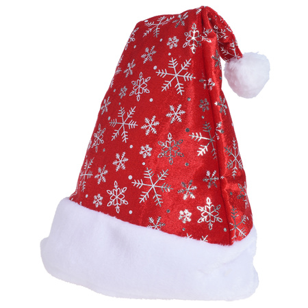 1x Red christmas hats with snowflakes for adults