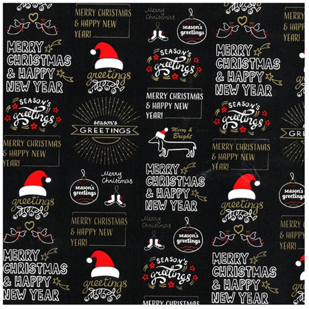1x Roll Christmas wrapping paper black 2,5 x 0,7 meter