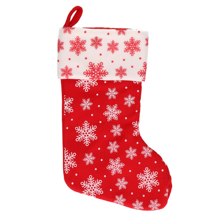 2x pieces red/white christmas stockings with snowflakes 40 cm