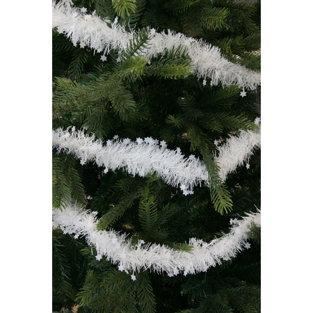 1x Winter white stars Christmas tree foil garland 270 cm deco