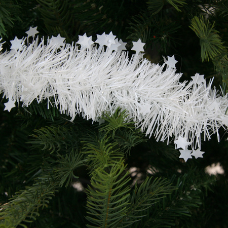 1x Winter white stars Christmas tree foil garland 270 cm deco