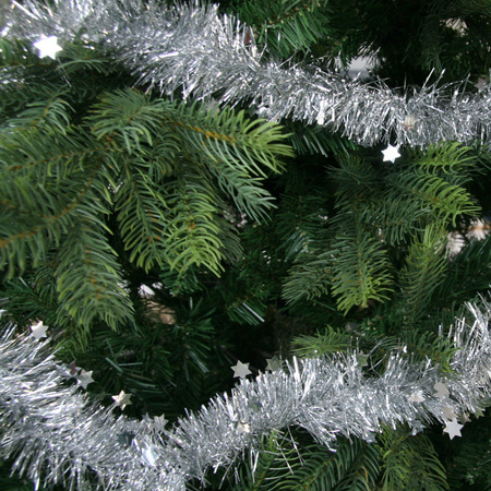 1x Silver stars Christmas tree foil garland 270 cm decoration