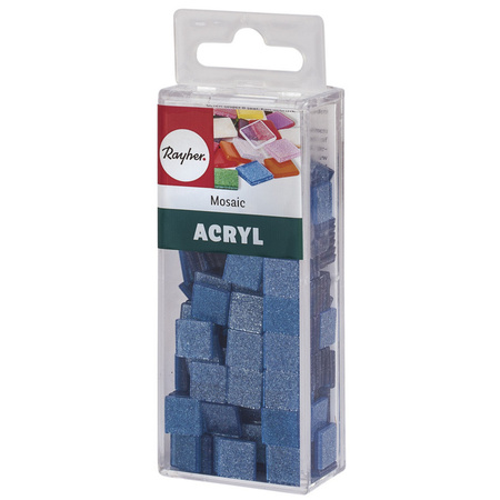 205x stuks Acryl glitter mozaiek steentjes blauw 1 x 1 cm