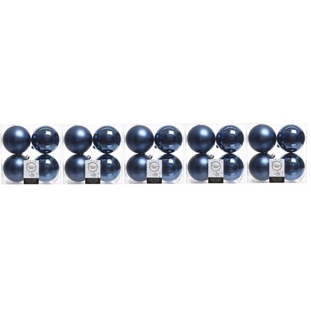 20x Donkerblauwe kerstballen 10 cm kunststof mat/glans