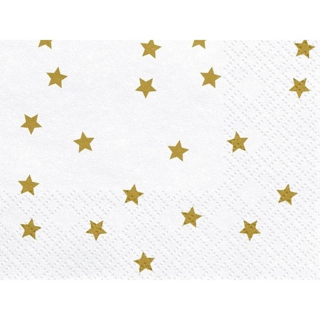 20x Christmas napkins golden stars 33 cm