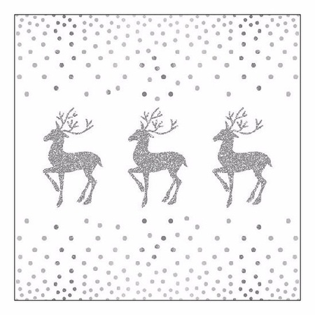 20x Kerstdiner servetten Deer and Dots White
