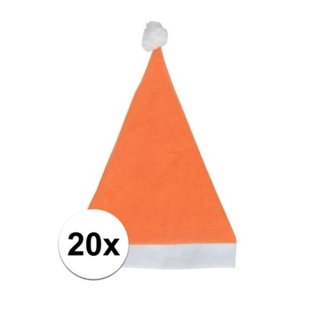 20x Orange budget Santa hat for adults