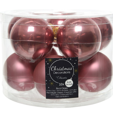 20x Oud roze glazen kerstballen 6 cm glans en mat