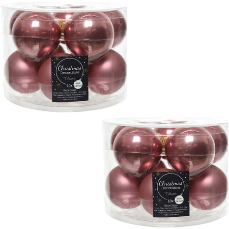 20x Oud roze glazen kerstballen 6 cm glans en mat