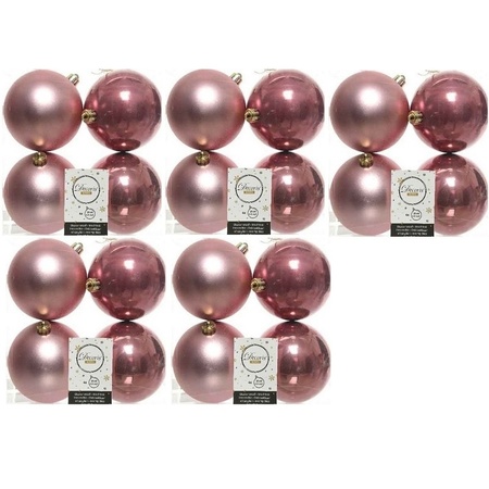 20x Oud roze kerstballen 10 cm kunststof mat/glans