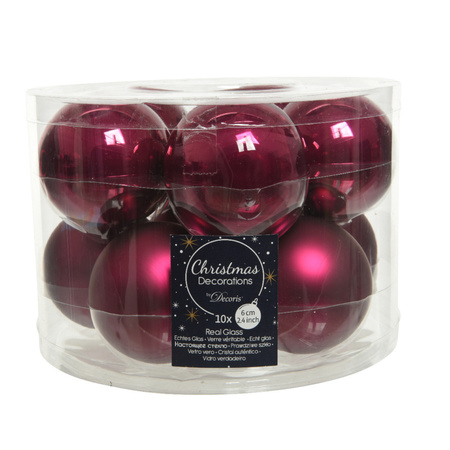 20x stuks glazen kerstballen framboos roze (magnolia) 6 cm mat/glans