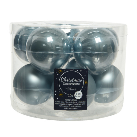 20x stuks glazen kerstballen lichtblauw 6 cm mat/glans