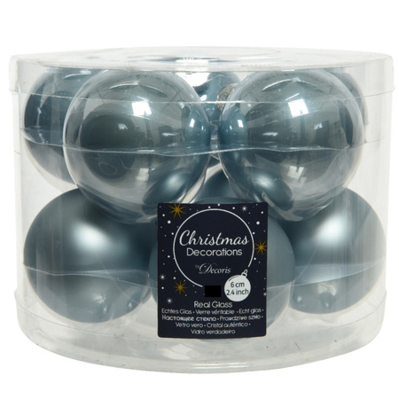 20x stuks glazen kerstballen lichtblauw 6 cm mat/glans