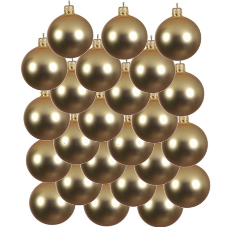 24x Gold glass Christmas baubles 6 cm matte