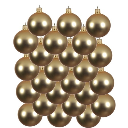 24x Gold glass Christmas baubles 8 cm matte