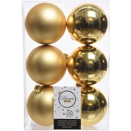 24x Gouden kerstballen 8 cm kunststof mat/glans