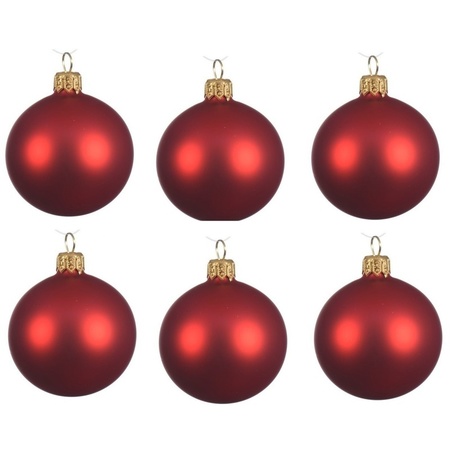 24x Christmas red glass Christmas baubles 6 cm matte