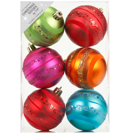 24x Kunststof kerstballen gekleurd 8 cm