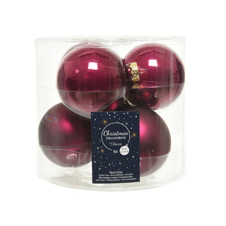 24x stuks glazen kerstballen framboos roze (magnolia) 8 cm mat/glans
