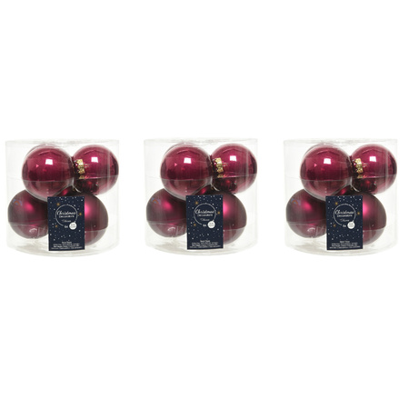 24x stuks glazen kerstballen framboos roze (magnolia) 8 cm mat/glans