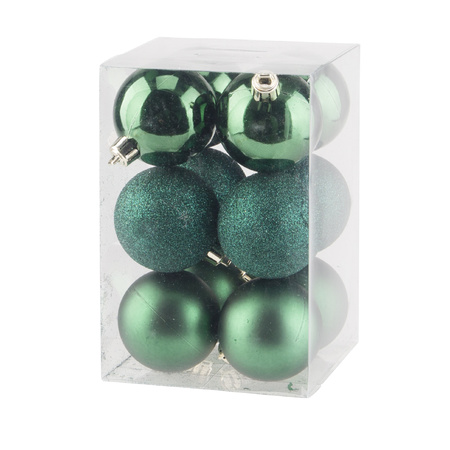 24x stuks kunststof kerstballen donkergroen 6 cm mat/glans/glitter