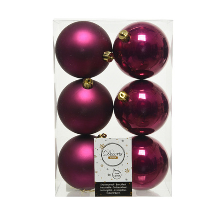 24x stuks kunststof kerstballen framboos roze (magnolia) 8 cm glans/mat