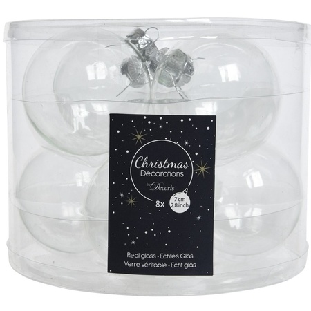 24x stuks Transparante kerstversiering kerstballen van glas 7 cm