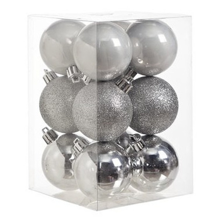 24x Zilveren kerstballen 6 cm kunststof mat/glans