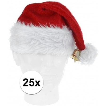 25x Luxe pluche kerstmutsen met bel