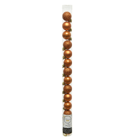 28x stuks kleine kunststof kerstballen cognac bruin (amber) 3 cm