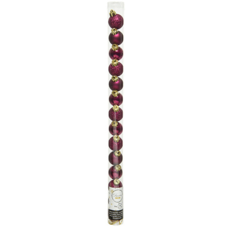 28x stuks kleine kunststof kerstballen framboos roze (magnolia) 3 cm