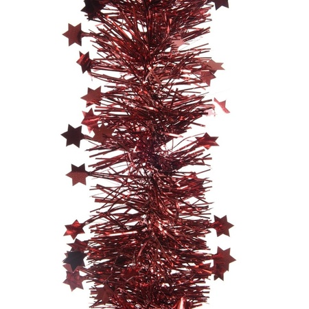 2x Christmas tree foil garlandwith star dark red 270 cm