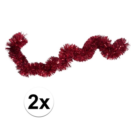 2x Folieslinger / kerstslinger rood 15 cm x 2 m