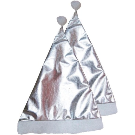 2x Christmas hat silver for adults
