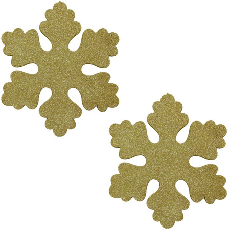 2x Gold snowflake foam decoration 40 cm