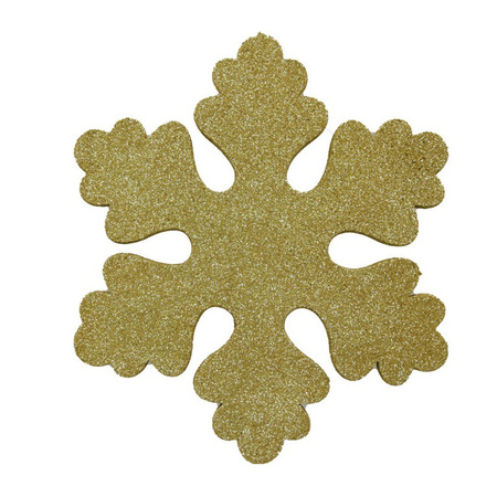 2x Gold snowflake foam decoration 25 cm